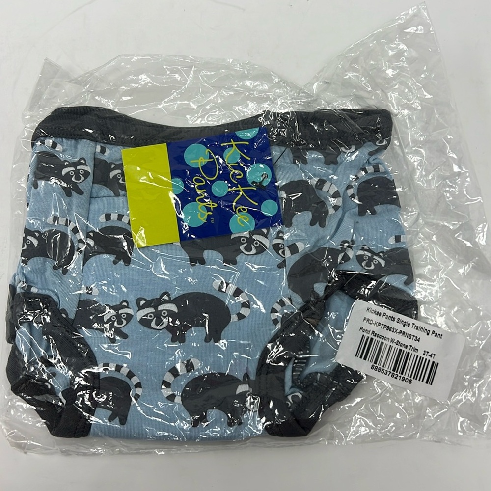 Kickee Pants size 3T/4T racoon print blue Training underPant new with tags bambo